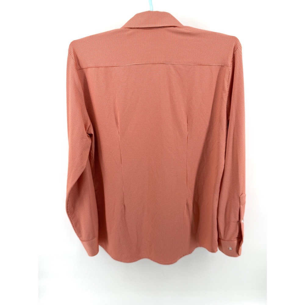 Mizzen+Main Mens Large Trim Fit Orange Gingham Performance Dress Shirt 20057 - Picture 2 of 9